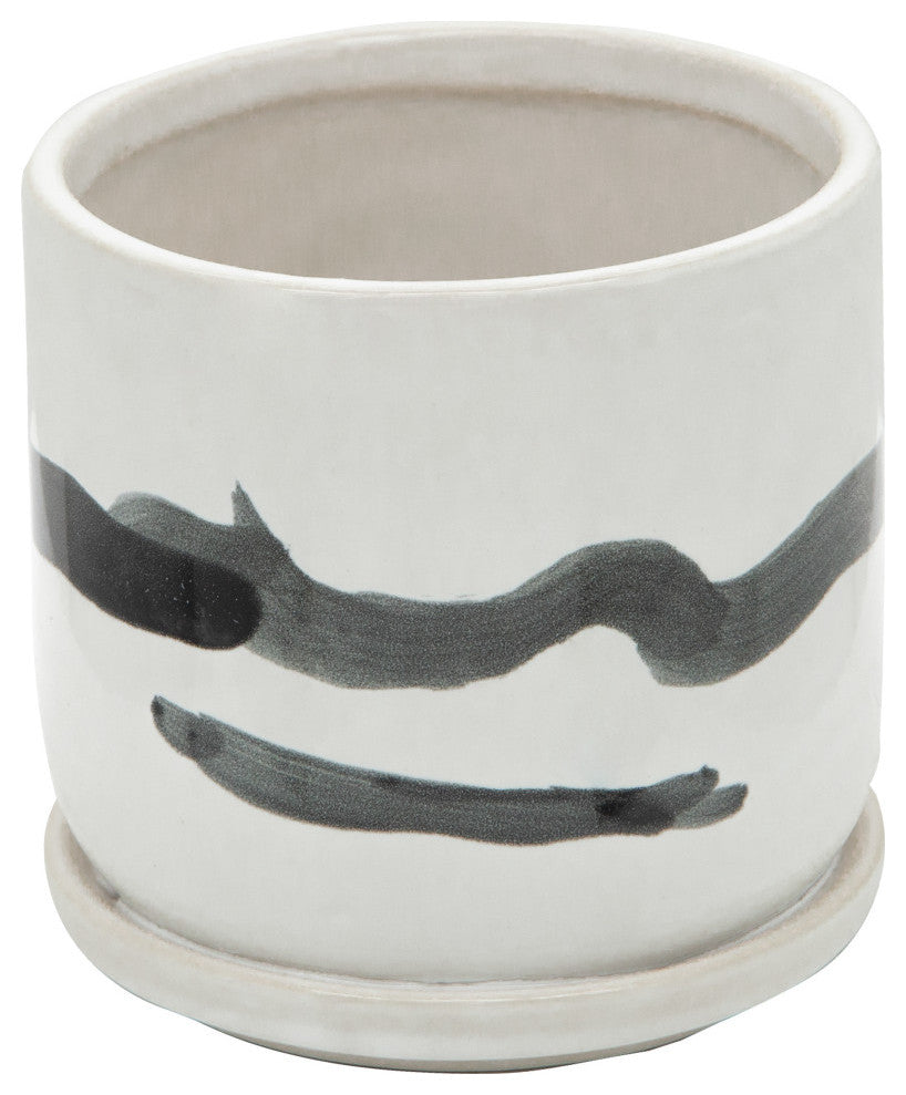 2-Piece Set Painted Planters With Saucer White