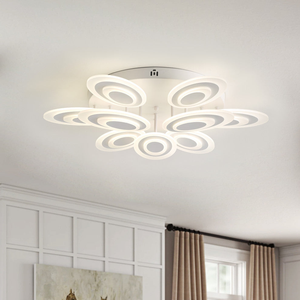 Modern Matte White Flower Shape Semi Flush Mount Ceiling Lamp