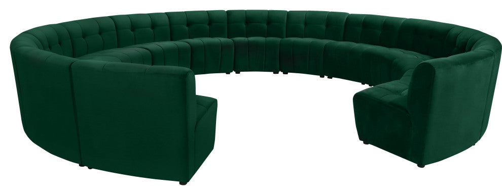 Limitless Velvet Upholstered 14-Piece Modular Sectional, Green