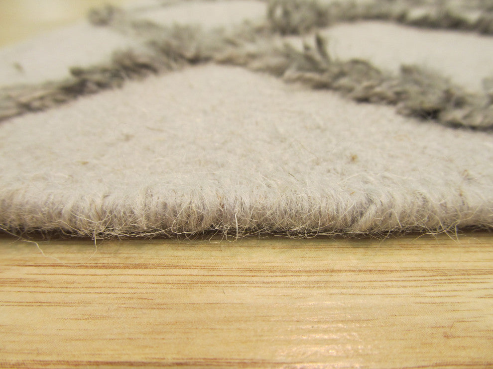 Handwoven Wool and Viscose Gray Transitional Trellis Marakesh Trellis Rug, 9'x12'