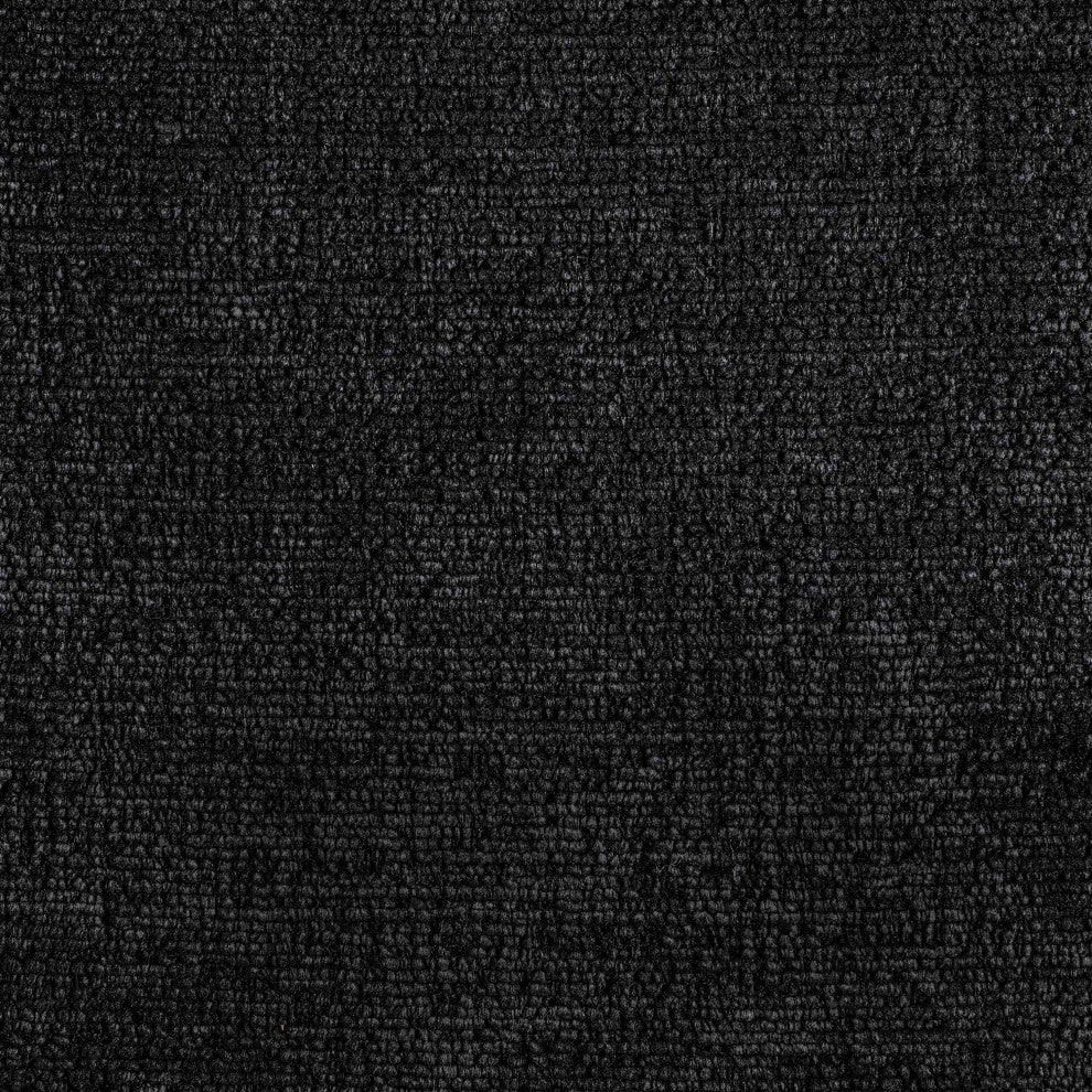 Nimes Upholstered Ottoman, Black, Velour Fur, Black Finish
