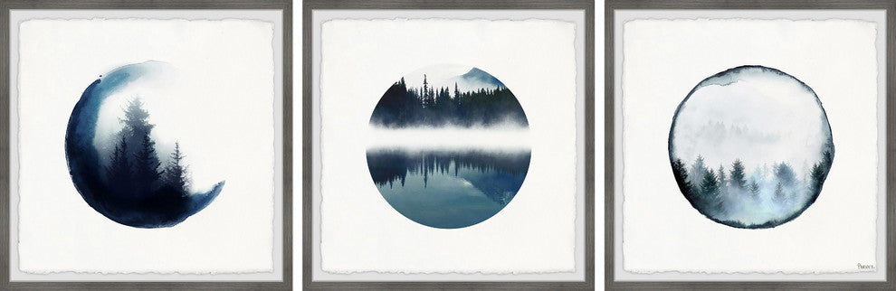 Forest Mountain Reflection Triptych, 72"x24"