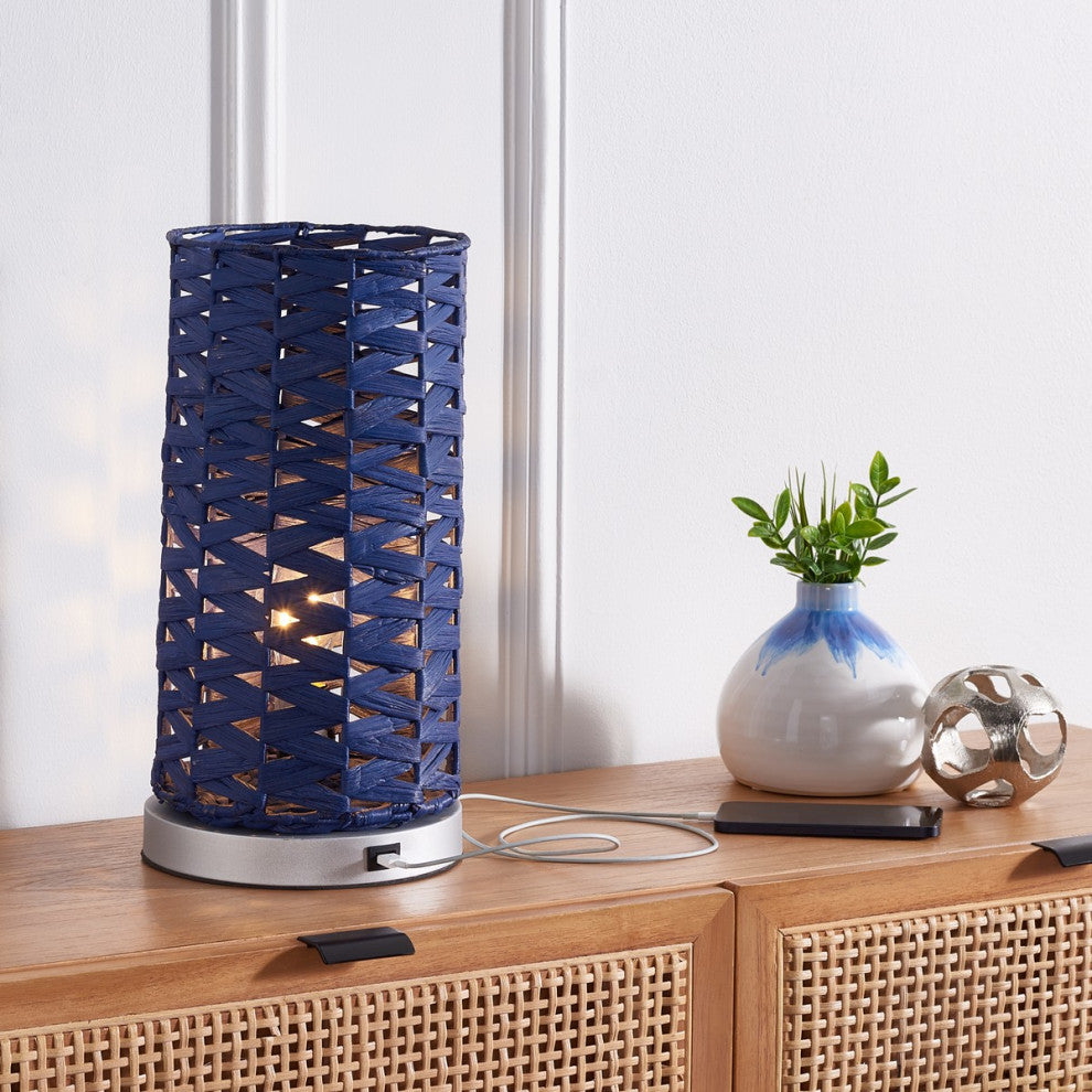 Safavieh Kirin Table Lamp With USB Port  Blue