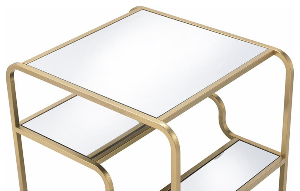 ACME Astrid End Table, Gold and Mirror