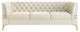 82.7'' Chesterfield Velvet Square Arm Sofa with Gold Leg, Beige
