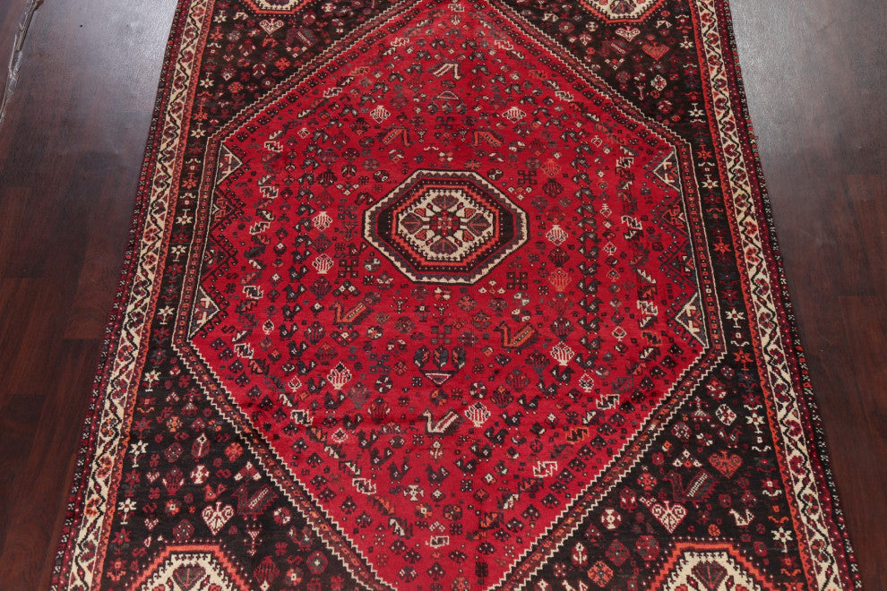 Consigned, Hand-Knotted Vintage Oriental Traditional Persian Area Rug, Red, 7x11