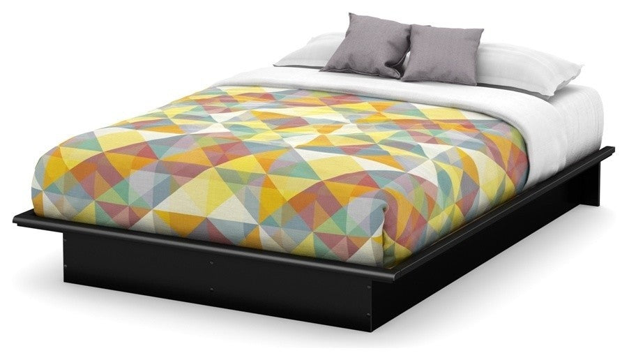 South Shore Step One Queen Platform Bed, 60'', Pure Black