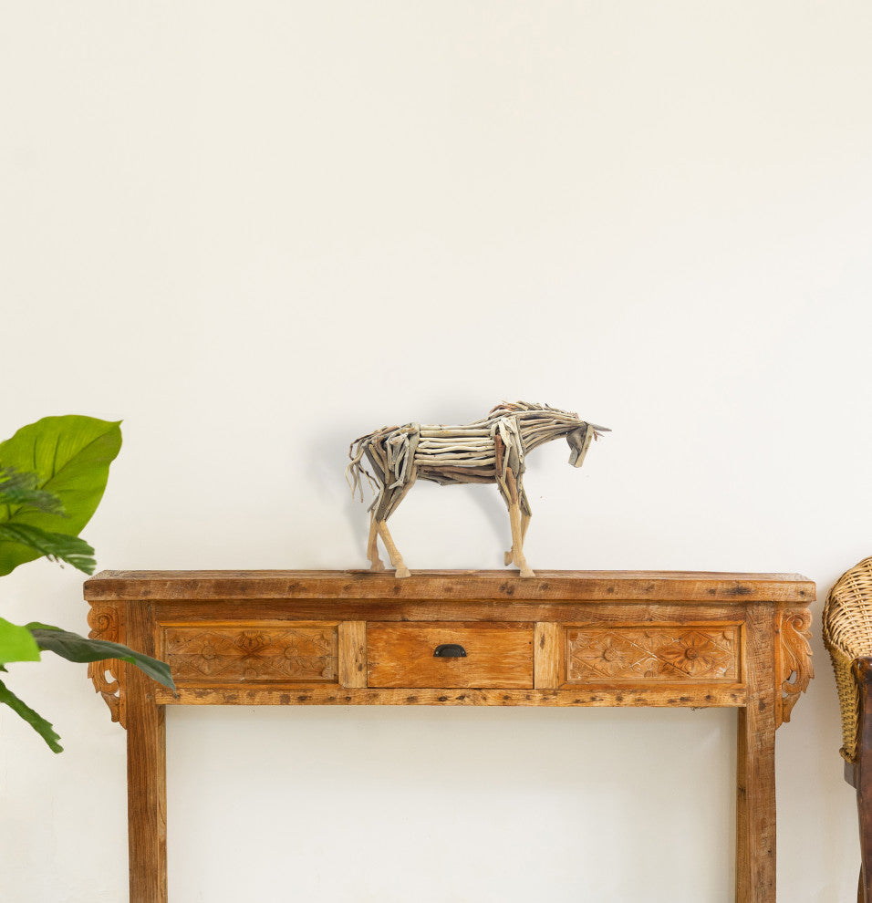 Coastal Home DÃ©cor 'Driftwood Horse Trotting' Rustic Handmade Folk Sculpture