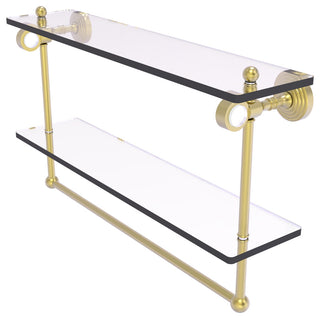 Pacific Grove 22" Double Glass Shelf with Towel Bar, Satin Brass
