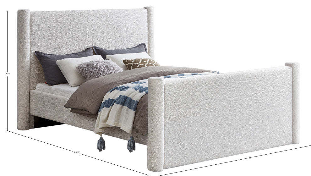 Elias Upholstered Bed, Cream, King, Boucle Fabric