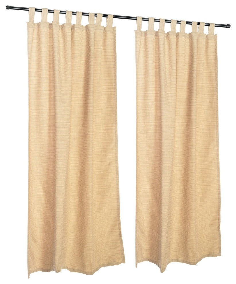 Dupione Bamboo Sunbrella Outdoor Single-Panel Curtain With Tabs, 120"