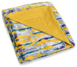 Multi Jacquard Faux Fur Throw Blanket, Teal, 50''x60''