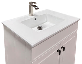 SmartFold 31" Single Sink Vanity, White With White Ceramic Top, Matte Black