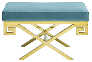 Sea Blue Rove Velvet Performance Velvet Bench