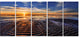 Waves On the Sand During Sunset, Seashore Canvas Print, 60"x28", 5 Panels