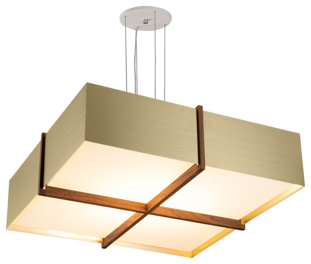 Veram Pendant Integrated LED, Walnut, Brushed Brass, 18, 3500k