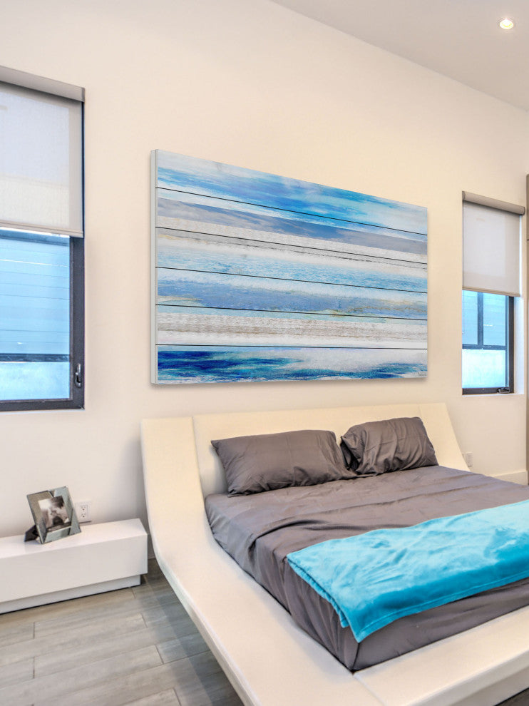 "Baia Azul" Print on White Wood, 60"x40"