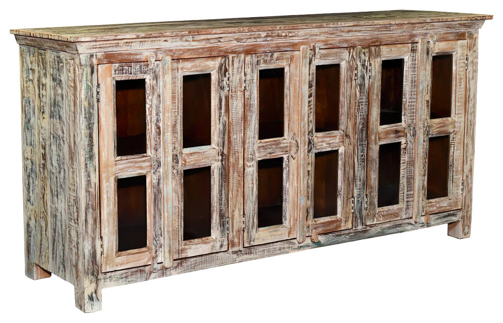 Cassidy 6-Door Glass Sideboard, White