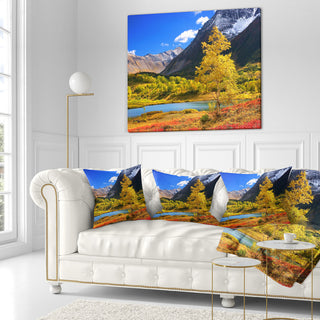 Beautiful Kamchatka Mountains Landscape Printed Throw Pillow, 18"x18"