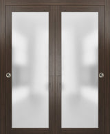 Planum 2102 Interior Closet Bypass Doors 72x96 Chocolate Ash & Hardware