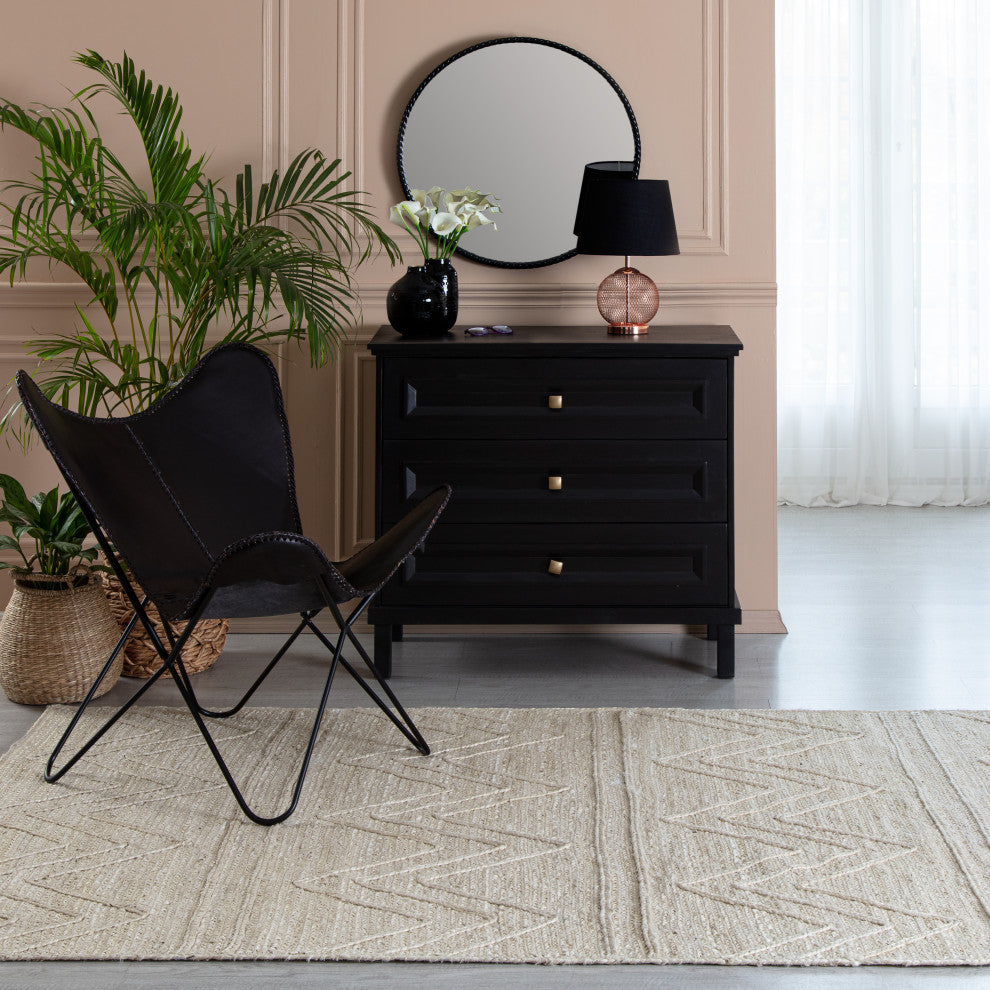 9' x 12' Kresty Ivory Chevron Braided Area Rug