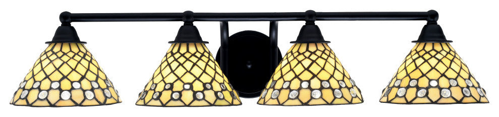 Paramount 4-Light Bath Bar, Matte Black, 7" Starlight Art Glass