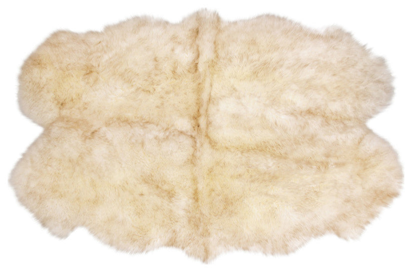 Rustic Sheepskin Quarto Pelt 3'x5' Rug, Tabby Tip