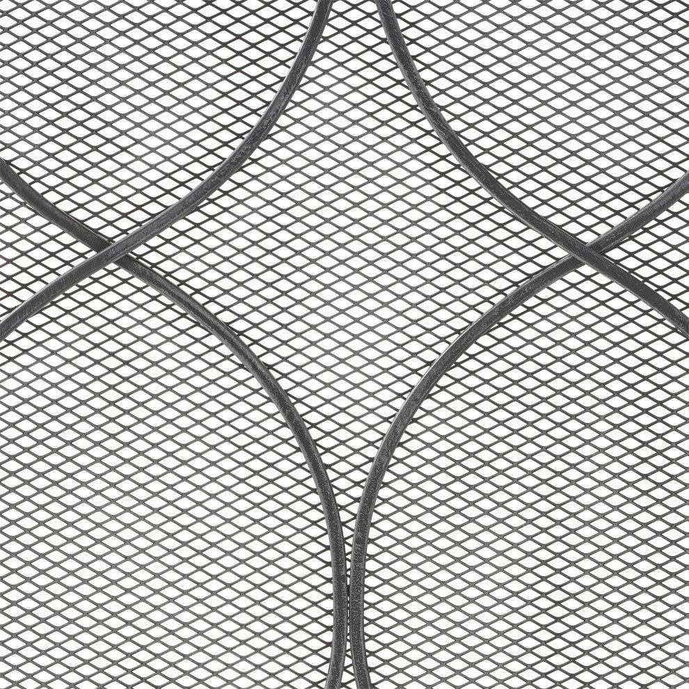 Laylah Modern Three Panel Iron Firescreen, Black Silver Finish