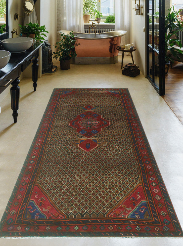 Fine Vintage Distressed Kwabena Brown Rug