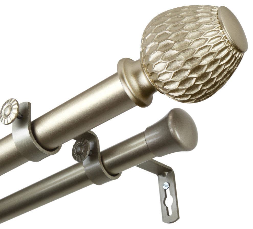 Telmo 1" Double Curtain Rod, Light Gold, 66-120"