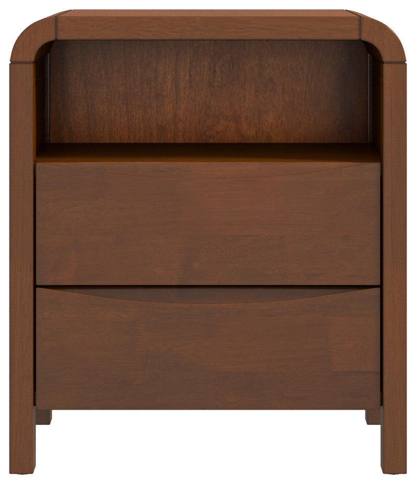 Danbury Mid Century Modern Walnut Nightstand Bed Side Tables, 2-Drawer