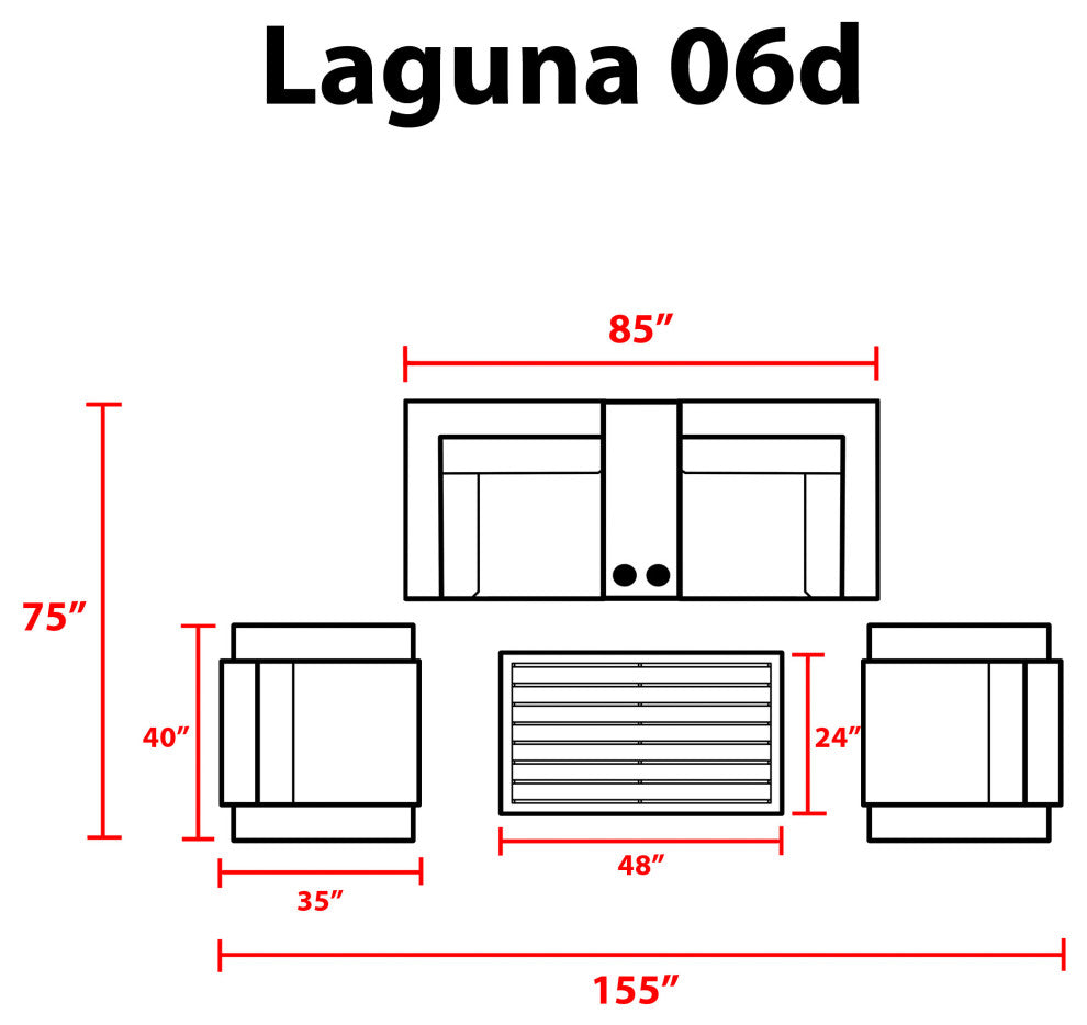 Laguna 6 Piece Outdoor Wicker Patio Furniture Set 06d