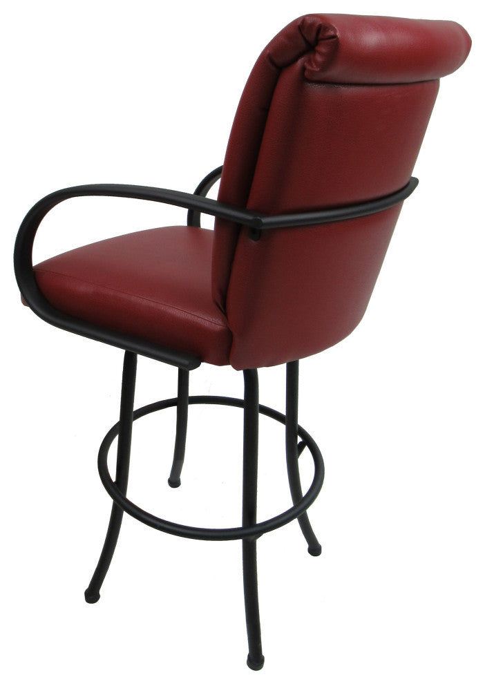 Swivel Counter Bar Stool Metal Frame 26", Casino Red Vinyl Black