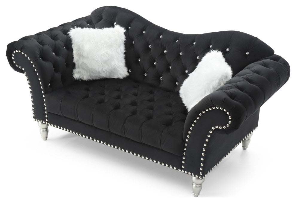 Wilshire Sweetheart Back Tufted Loveseat, Black