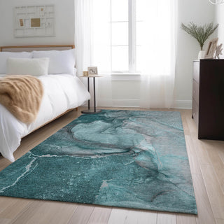 Premium Machine Washable Mayfield AMF524 Teal 8' x 10' Rug