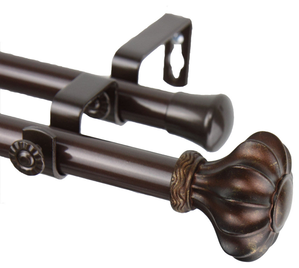 Maurice Double 13/16 inch dia. Curtain Rod, Cocoa, 48"-84"