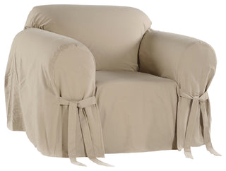 Classic Slipcovers Brushed Twill 1-Piece Chair Slipcover Solid Khaki