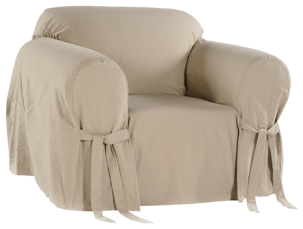 Classic Slipcovers Brushed Twill 1-Piece Chair Slipcover Solid Khaki