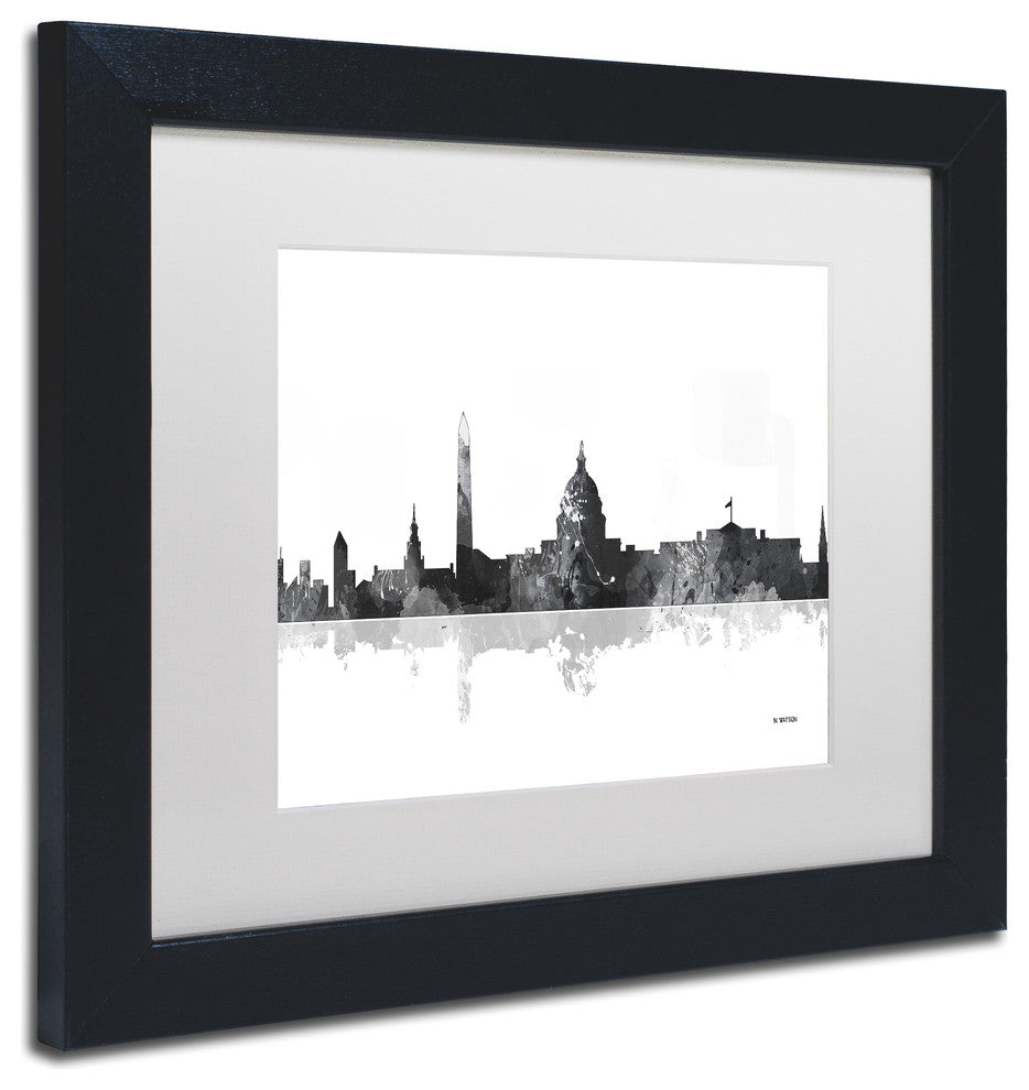 Watson 'Washington DC Skyline BG-1' Art, Black Frame, 11"x14", White Matte