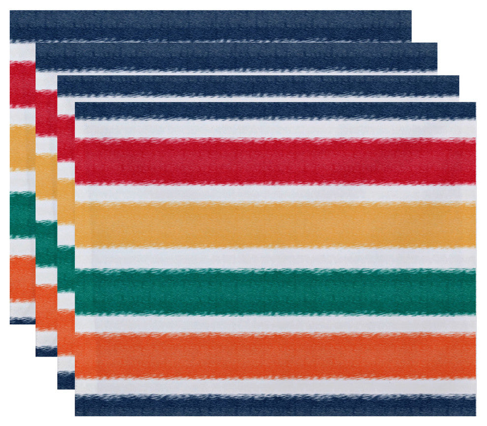 18x14-inch, Fun in the Sun, Stripe Print Placemat, Blue (Set of 4)