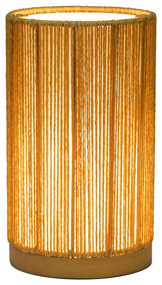 Paper Rope Indoor and Covered Patio Rechargeable LED Drum Table Lamp