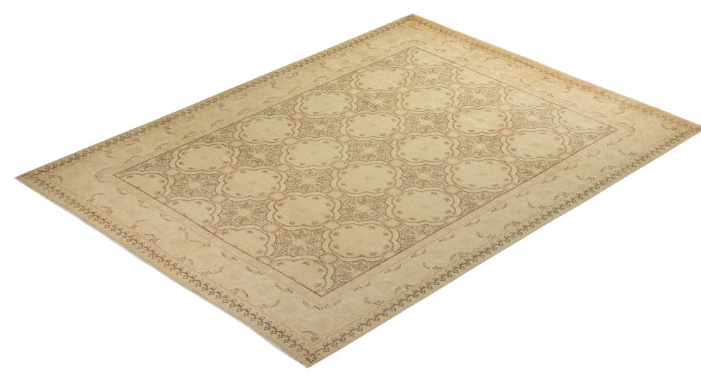 Eclectic, One-of-a-Kind Hand-Knotted Area Rug Ivory, 7'9"x10'5"