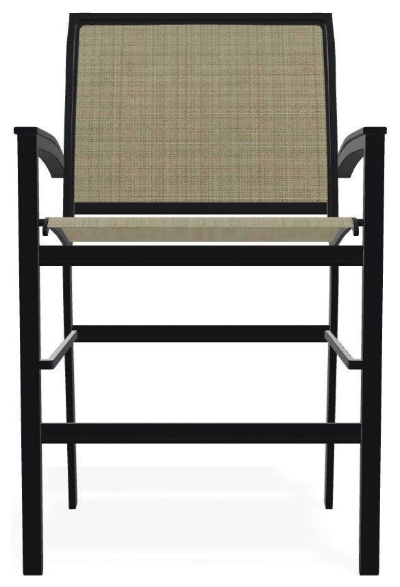 Bazza Sling Balcony Height Stackable Outdoor Stool, Elevation Stone/Black