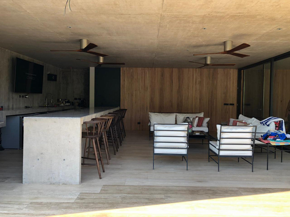 Irene-3 60" Hugger Ceiling Fan, Brushed Nickel With Walnut Blades