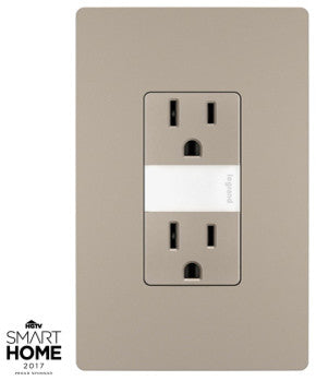 Night Light With Two 15A Tamper-Resistant Outlets, Nickel