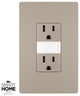 Night Light With Two 15A Tamper-Resistant Outlets, Nickel