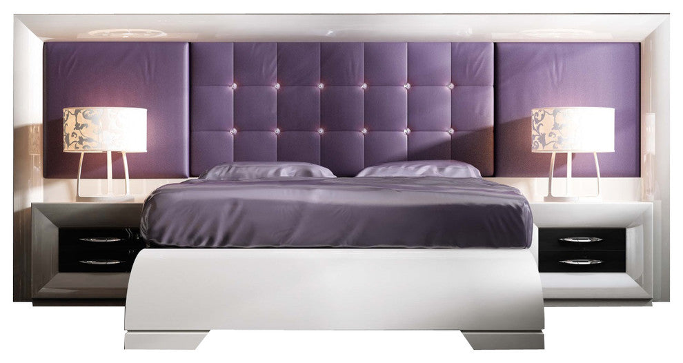 Md Sophie 39 Special Headboard Bedroom Set, Glossy White, King