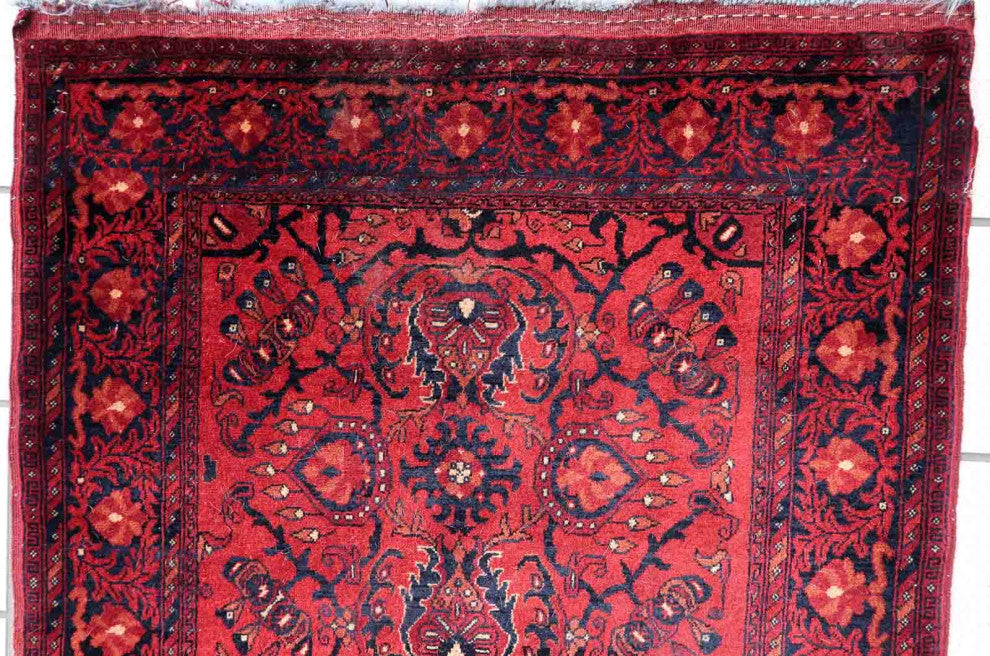 Handmade Vintage Afghan Ersari Runner 2.7'x9.7', 84cmx296cm 1970s