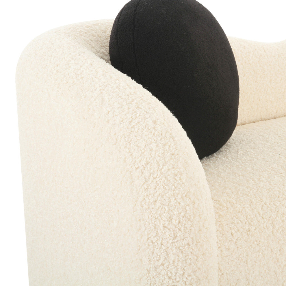 Leonie Beige Faux Shearling 84" Sofa Beige