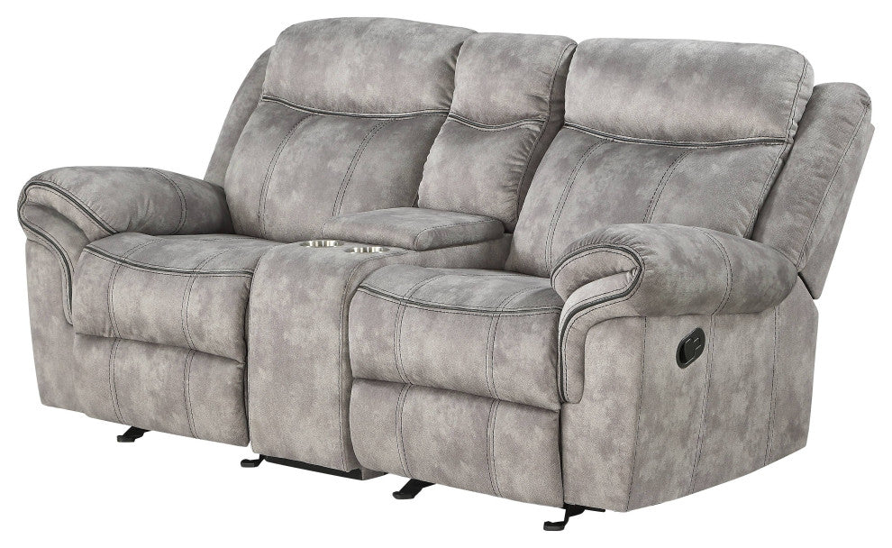 ACME Zubaida Loveseat with USB Dock and Console, 2-Tone Gray Velvet
